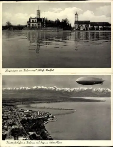 Ak Langenargen am Bodensee,  Schloss Montfort, Friedrichshafen, Zeppelin