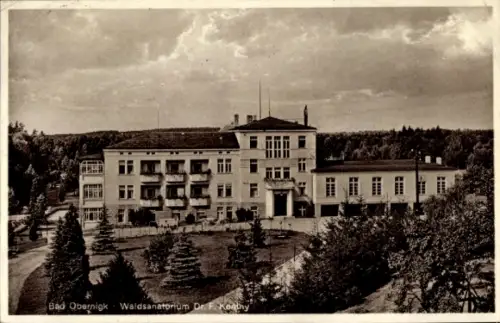 Ak Obernigk Oborniki Śląskie Schlesien, Waldsanatorium Dr. F. Kenny, Gebäude, Bäume, Himmel