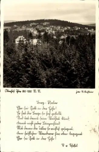 Ak Oberhof im Thüringer Wald,  Berge, Wälder, Gedicht, Foto von R. Bufftein