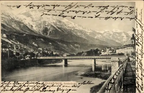 Ak Innsbruck Tirol, Patscherkofel, Innsbruck Innbrücke, Fluss, Berge, 