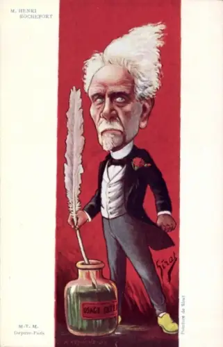 Künstler Ak Sirat, Französischer Politiker Henri Rochefort, Schriftsteller, Karikatur, Dreyfus Affär