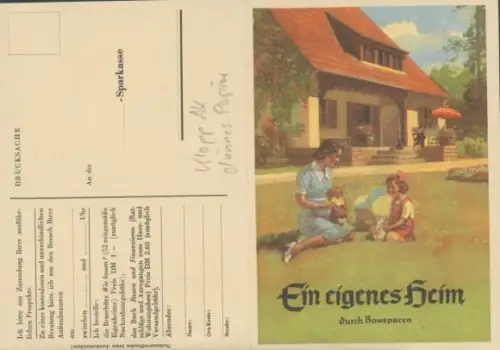 Klapp Ak Werbung, Städtische Sparkasse Würzburg, Eigenes Heim durch Bausparen