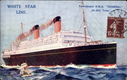 Künstler Ak White Star Line, Twin Screw RMS Homeric, Dampfschiff
