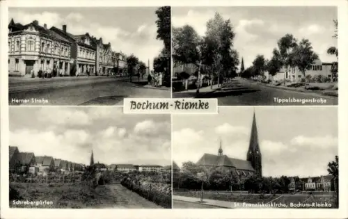 Ak Riemke Bochum im Ruhrgebiet, Herner Straße, Tippelsbergerstraße, St. Franziskuskirche