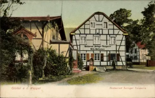 Ak Glüder an der Wupper Solingen, Restaurant Solinger Talsperre,  Will Helliseber