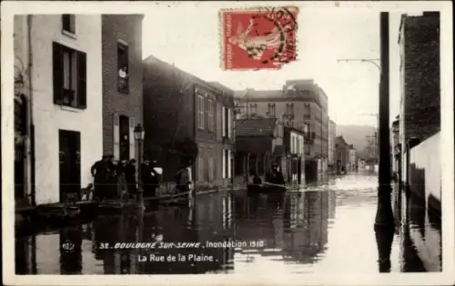 CPA Boulogne sur Mer Pas de Calais, Inondation 1910, La Rue de la Plaine