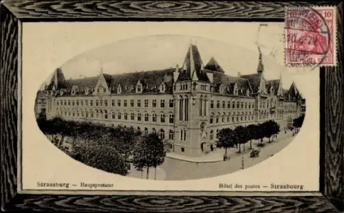 Präge Passepartout Ak Strasbourg Straßburg Elsass Bas Rhin, Hauptpostamt