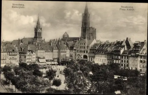 Ak Strasbourg Straßburg Elsass Bas Rhin, Kleberplatz in  Stadtansicht,  Gebäude