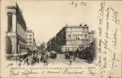 CPA Marseille Bouches-du-Rhône, Rue Cannebière de la Rue de Noailles