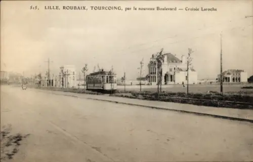 Ak Tourcoing Nord,  neuer Boulevard, Straßenbahn