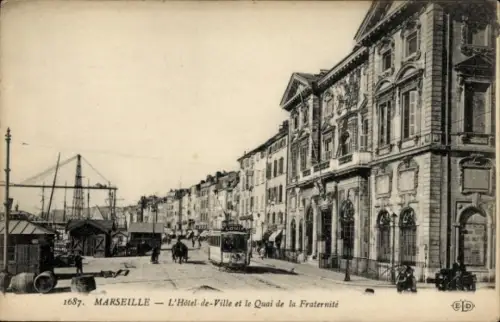 Ak Marseille Bouches du Rhône,  Hôtel-de-Ville, Quai de la Fraternité,  Ansicht