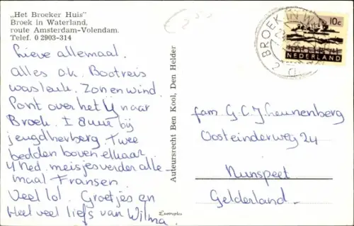 Ak Broek in Waterland Nordholland Niederlande, Het Broeker Huis