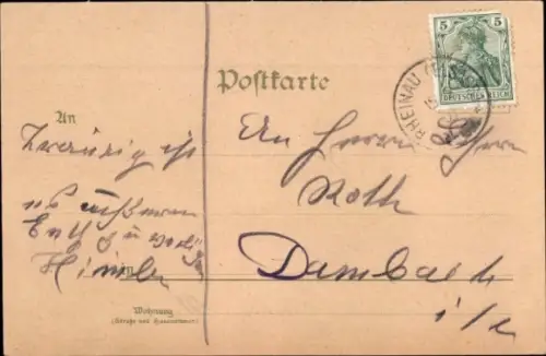 Litho Rhinau Rheinau Elsass Bas Rhin, Rathaus, Hauptstraße, Kirche, Gasthaus