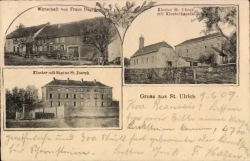 Ak Saint Ulrich Sankt Ulrich Elsass Haut Rhin, Wirtschaft von Franz Hagen, Klosterkapelle, Kloster