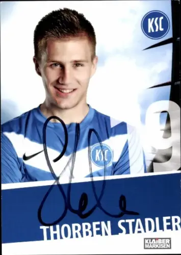 Autogrammkarte Fußballer Thorben Stadler, Karlsruher SC, Autogramm