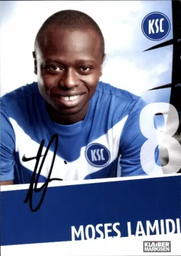 Autogrammkarte Fußballer Moses Lamidi, Karlsruher SC, Autogramm