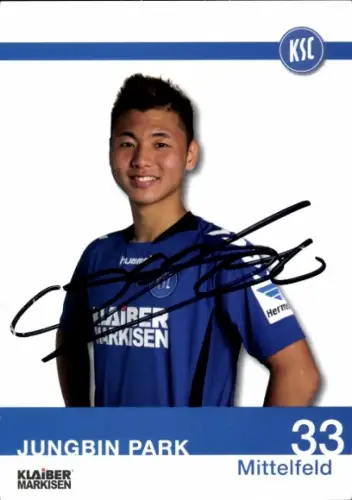 Autogrammkarte Fußballer Jungbin Park, Karlsruher SC, Autogramm