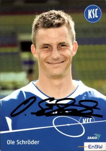 Autogrammkarte Fußballer Ole Schröder, Karlsruher SC, Autogramm