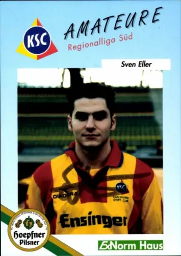 Autogrammkarte Fußballer Sven Eller, Karlsruher SC, Autogramm