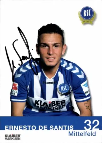 Autogrammkarte Fußballer Ernesto de Santis, Karlsruher SC, Autogramm