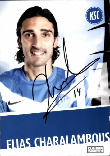 Autogrammkarte Fußballer Elias Charalambous, Karlsruher SC, Autogramm
