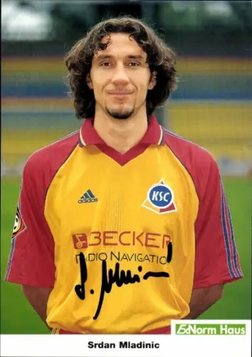 Autogrammkarte Fußballer Srdan Mladinic, Karlsruher SC, Autogramm