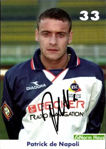 Autogrammkarte Fußballer Patrick de Napoli, Karlsruher SC, Autogramm