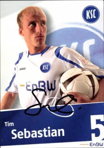 Autogrammkarte Fußballer Tim Sebastian, Karlsruher SC, Autogramm