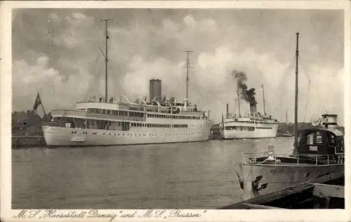 Ak Seemotorschnellschiff MS Preußen, MS Hansestadt Danzig, Seedienst Ostpreußen