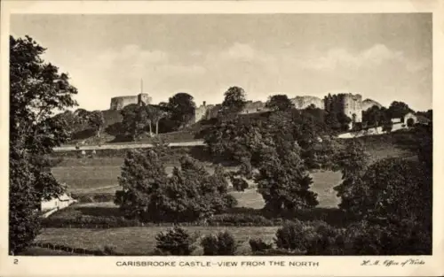Ak Carisbrooke Isle of Wight England,  Blick von Norden, Schwarz-Weiß-Fotografie