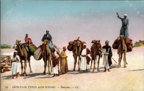 Ak Volkstypen Ägypten, Beduinen auf Kamelen, Kamelreiter