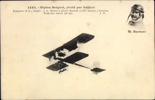 CPA Aviation, Biplan Breguet, pilote par Bathiat