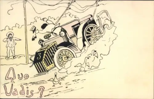 Ak Unerfahrener Fahrer, Autounfall, Fliehende Gänse