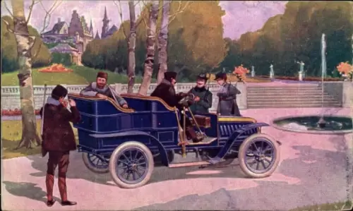 Künstler Ak Auto Phaeton, siege pivotant, 9 chevaux monocylindre de Dion Bouton, Puteaux Seine