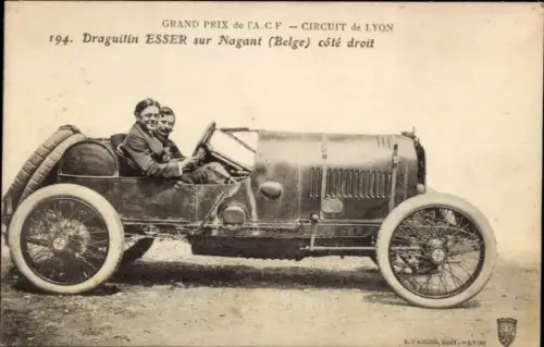 Ak Grand Prix de l'ACF, Circuit de Lyon, Draguitin Esser sur Nagant, Rennwagen