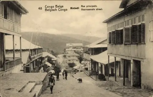 Ak Matadi DR Kongo Zaire, Congo Belge, Belgisch Congo,  Rue principale, Straßenansicht