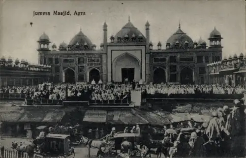 Ak Agra Indien, Moti Masjid, Jumma Masjid,  Menschenmenge, Pferdekutschen,  