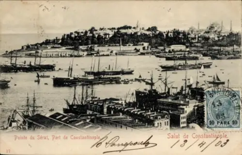 Ak Konstantinopel Istanbul Türkei, Hafenansicht von  Schiffe, Stadtansicht, 
