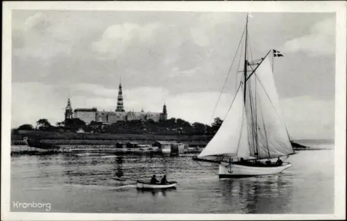 Ak Helsingør Helsingör Dänemark, Kronborg Slot, Schloss, Segelboot