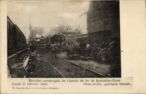 CPA Bruxelles Bruxelles, Terrible catastrophe de Chemin de fer de Bruxelles-Nord, 1904