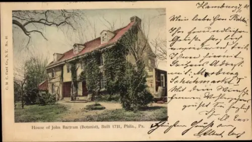 Ak Philadelphia Pennsylvania USA, House of Johan Bartram, Botanist