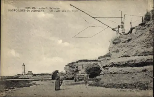 Ak Saint Georges de Didonne Charente Maritime, Les Falaises du Port, Leuchtturm