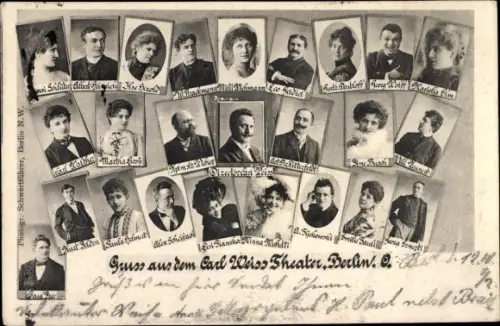 Ak Berlin, Carl Weiss Theater, Portraits der Schauspieler