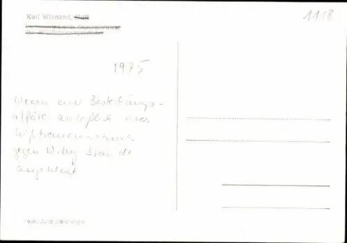 Ak Politiker Karl Wienand, Autogramm