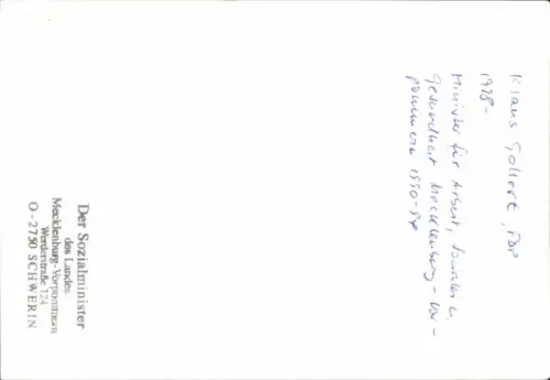 Ak Politiker Klaus Gollert, FDP, Portrait, Autogramm