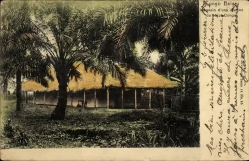 Ak Belgisch-Kongo RD Kongo Zaire, Store einer Station im Oberkongo