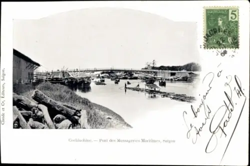 Ak Saigon Cochinchina Vietnam, Pont des Messageries Maritimes