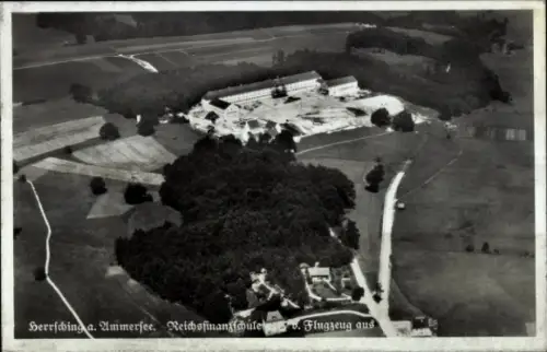 Ak Herrsching am Ammersee, Luftaufnahme von Herrsching, Ammersee, Reichsfinansfoule, Flugzeug