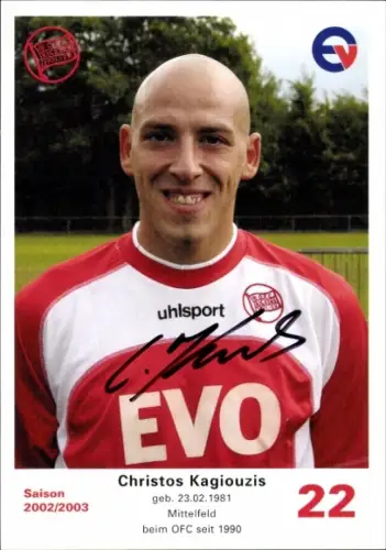 Autogrammkarte Fußballer Christos Kagiouzis, Kickers Offenbach, Autogramm