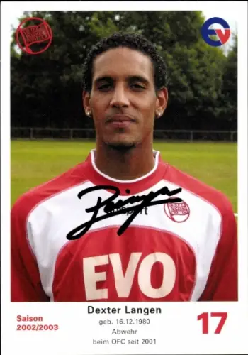 Autogrammkarte Fußballer Dexter Langen, Kickers Offenbach, Autogramm